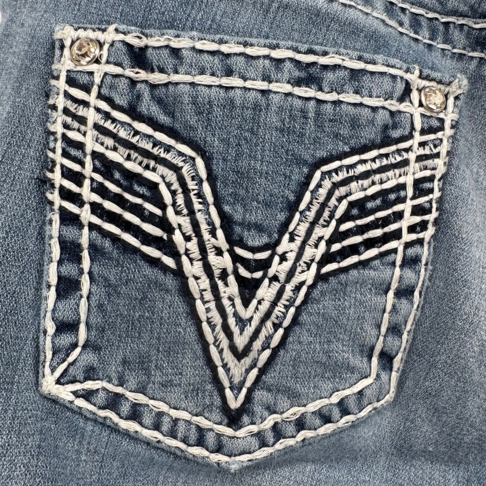 Vigoss‎ Chelsea Slim Boot Jeans Blue Contrast Stitch Bling Size 15/16 L35 (L32) - Picture 12 of 16